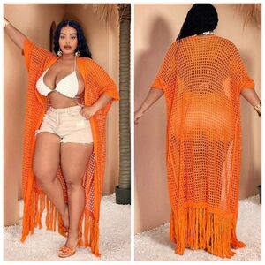 Orange Crochet Swim Cover-Up
